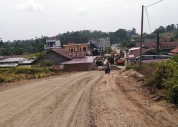 Ruas Jalan Pulau Pandan - Panca Karya yang Tengah Dibangun. (Foto : Awan)