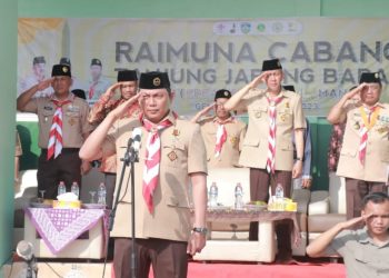 Wabup Hairan saat Menghadiri Acara Ramuna Pramuka Cabang Tanjab Barat. (Foto : Dok. Prokopim TJB)