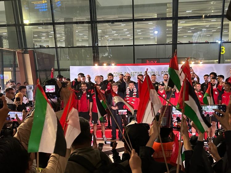 Penyambutan Timnas Palestina di Bandara Soetta. (Foto : Dok. Angkasa Pura II).
