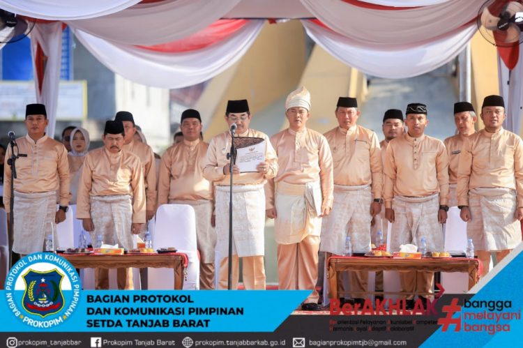 Bupati Anwar Sadat Pimpin Upacara Peringatan Hari Jadi Ke-58 Tanjabbar. (Foto: Dok. Prokopim Tjb)