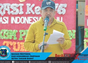 Bupati Anwa Sadat saat Menyampaikan Kata Sambutan Pada Peringatan Hari Koperasi Tahun 2023. (Foto: Dok. prokopim Tjb)