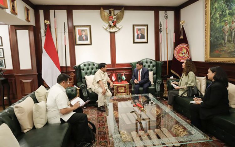Menhan Prabowo Menerima Kunjungan Dubes Jordania (21/03). Dok. Kemenhan).