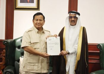 Menhan RI, Prabowo Subianto Menerima Kunjunga Dubes Arab Saudi, Salam Bin Abdullah. (Dok. Kemenhan).