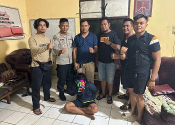 Pelaku Neca Diamankan oleh Pihak Kepolisian di Mapolsek Mandiangin. (Foto: Awan).