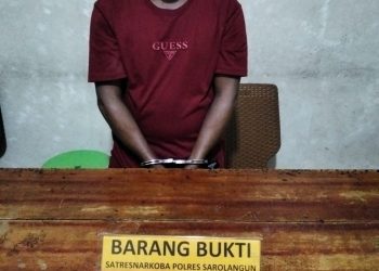 Pelaku D (57) Tahun saat Diamankan di Mapolres Sarolangun. Foto/Awan