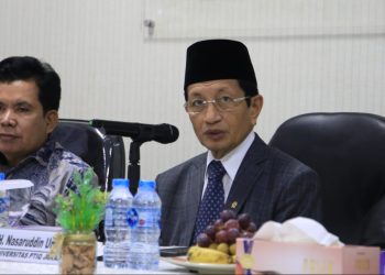 Menteri Agama RI, Nasaruddin Umar, menghadiri Asesmen Lapangan Program Studi Magister Ekonomi Syariah di Universitas PTIQ Jakarta (31/10)./Dok/Humas Kemenag